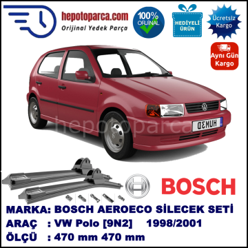 VW Polo [6N2] 07.1998-09.2001, 470 / 470 mm. BOSCH AEROECO Aparatlı Muz Silecek