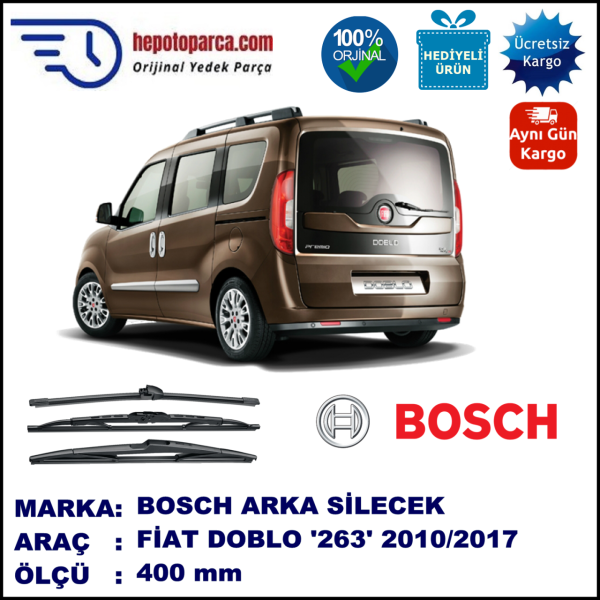 FIAT Doblo Cargo [263..] 400 mm 02.2010-... BOSCH Arka Silecek