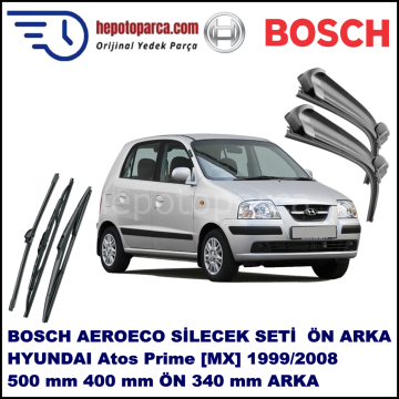HYUNDAI Atos Prime [MX] 09,1999-03,2008 Bosch Aeroeco Ön ve Arka Silecek Takımı