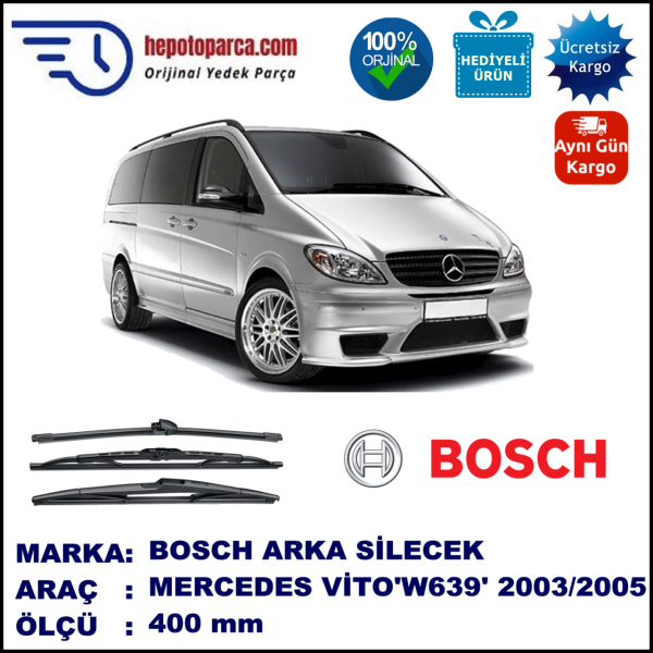 MERCEDES-BENZ Viano [639 T0N] 400 mm 09.2003-08.2005 BOSCH Arka Silecek