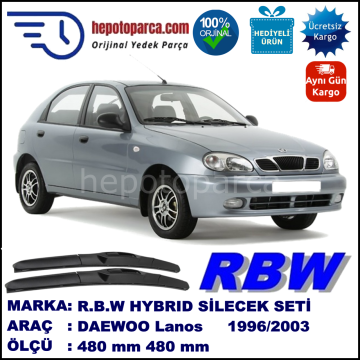 DAEWOO Lanos Hatchback [KLAT] 11.96-09.03 480 / 480 mm. RBW Hybrid Silecek Seti. U Kanca Uyumlu Hibrit