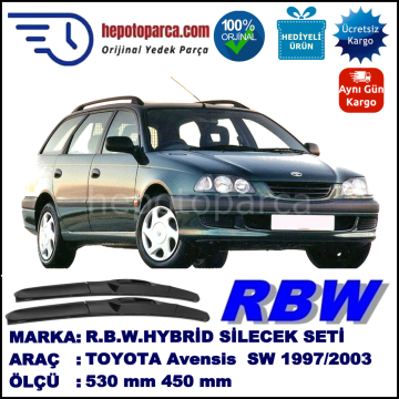 TOYOTA Avensis Wagon [T22] 10.97-01.03 530 / 450 mm. RBW Hybrid Silecek Seti. U Kanca Uyumlu Hibrit