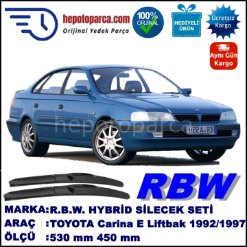 TOYOTA Carina E Liftback [T19] 02.92-10.97 530 / 450 mm. RBW Hybrid Silecek Seti. U Kanca Uyumlu Hibrit