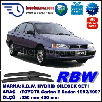 TOYOTA Carina E Sedan [T19] 02.92-10.97 530 / 450 mm. RBW Hybrid Silecek Seti. U Kanca Uyumlu Hibrit