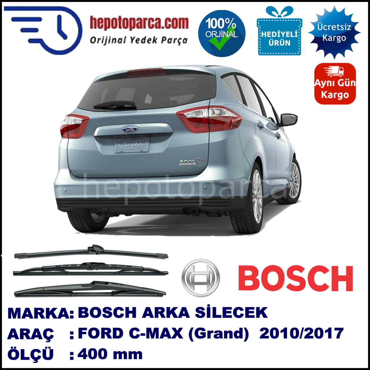 FORD C-MAX (Grand) [11] 400 mm 08.2010-... BOSCH Arka Silecek