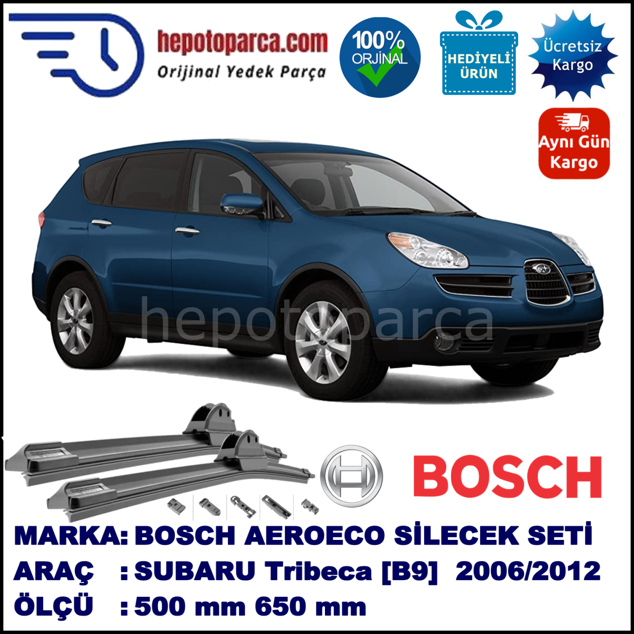 SUBARU Tribeca [B9] 04.2006-..., 500 / - mm. BOSCH AEROECO Aparatlı Muz Silecek