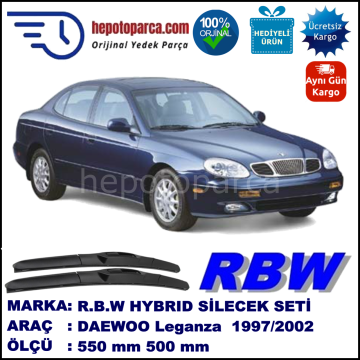 DAEWOO Leganza [KLAV, V100] 03.97-12.02 550 / 500 mm. RBW Hybrid Silecek Seti. U Kanca Uyumlu Hibrit