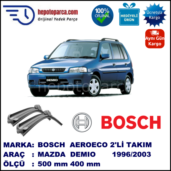 MAZDA Demio [DW] 07.1996-02.2003, 500 / 400 mm. BOSCH AEROECO Aparatlı Muz Silecek