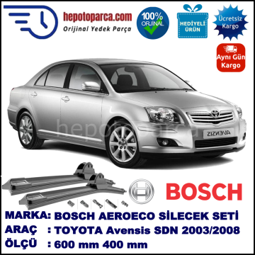 TOYOTA Avensis [T25] 01.2003-11.2008, 600 / 400 mm. BOSCH AEROECO Aparatlı Muz Silecek