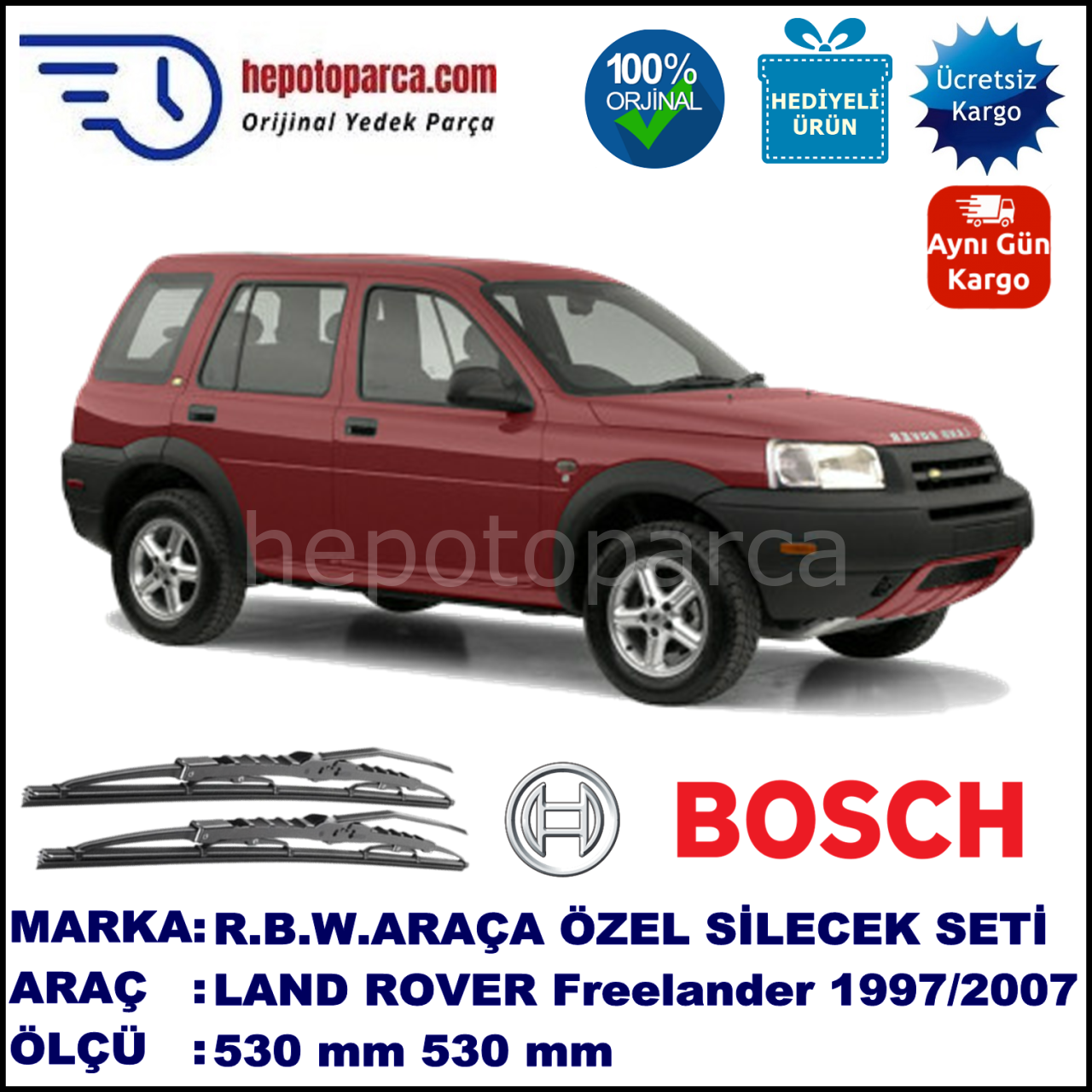 LAND ROVER  Freelander I [LN] 09.97-03.07 530 / 530 mm. BOSCH ECO Telli Silecek 2'li Takım