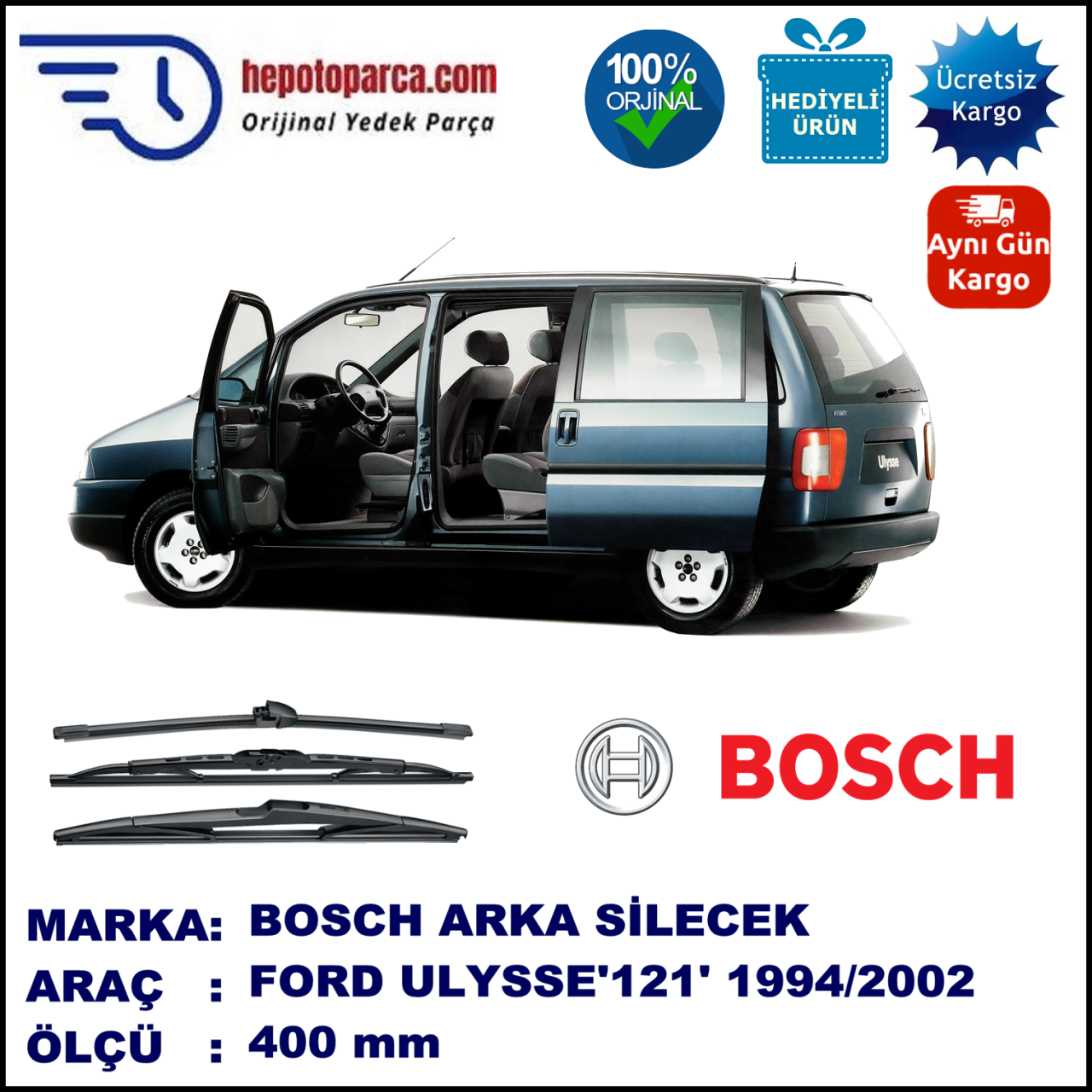 FIAT Ulysse [121..] 400 mm 09.1994-09.2002 BOSCH Arka Silecek