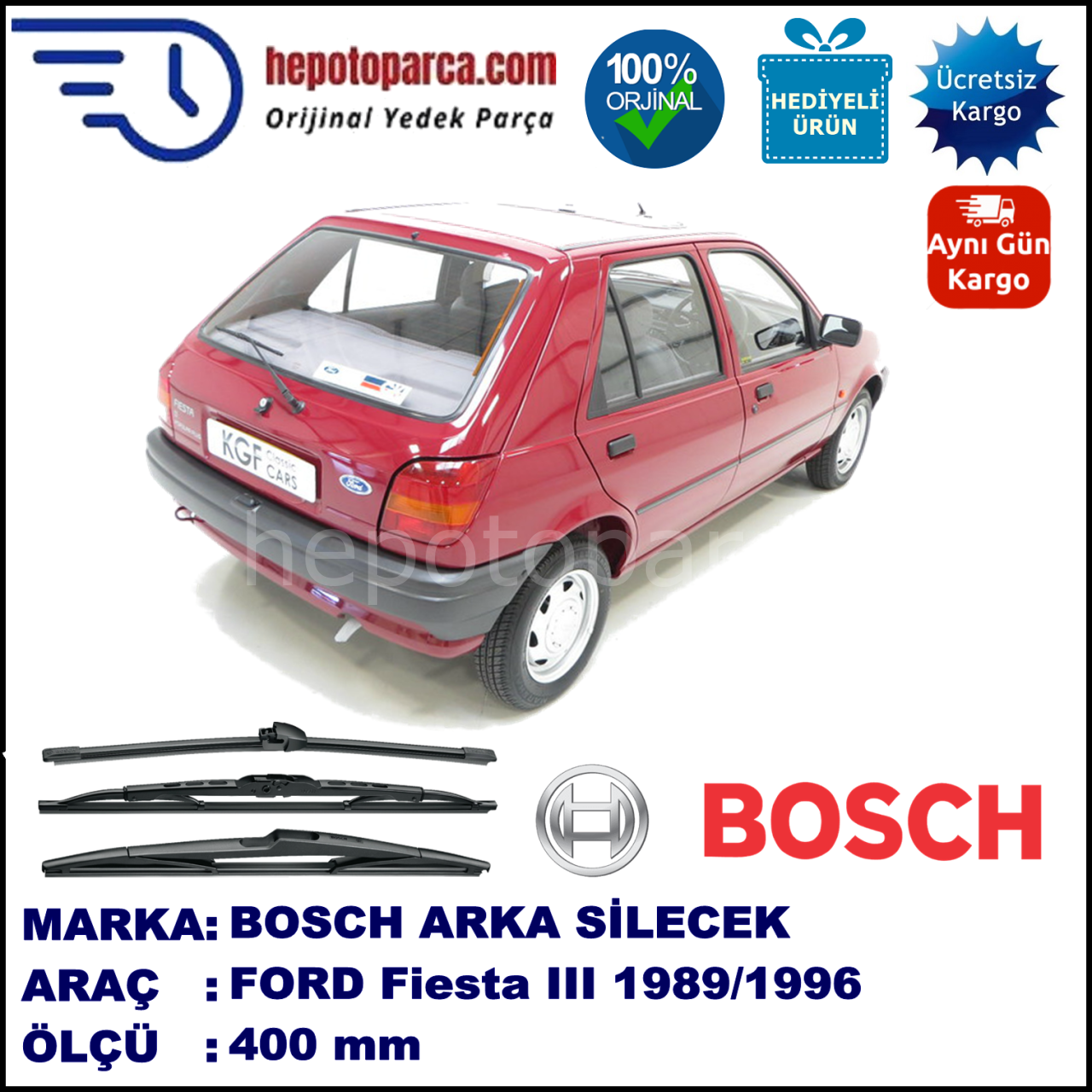 FORD Fiesta III [89] 400 mm 03.1989-12.1996 BOSCH Arka Silecek