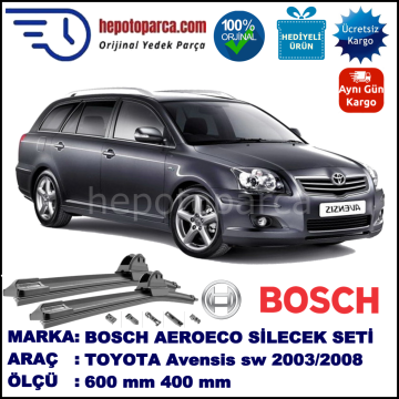 TOYOTA Avensis Wagon [T25] 01.2003-11.2008, 600 / 400 mm. BOSCH AEROECO Aparatlı Muz Silecek