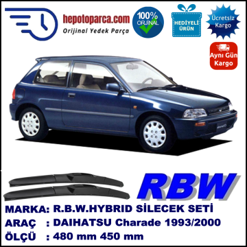 DAIHATSU Charade Hatchback [G2] 01.93-09.00 480 / 450 mm. RBW Hybrid Silecek Seti. U Kanca Uyumlu Hibrit