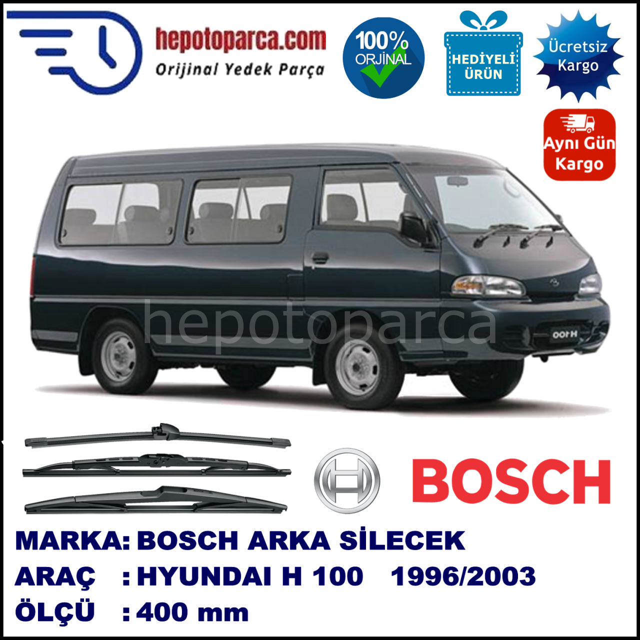 HYUNDAI H 100  400 mm 09.1996-... BOSCH Arka Silecek