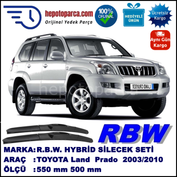 TOYOTA Land Cruiser Prado [J12] 01.03-... 550 / 500 mm. RBW Hybrid Silecek Seti. U Kanca Uyumlu Hibrit