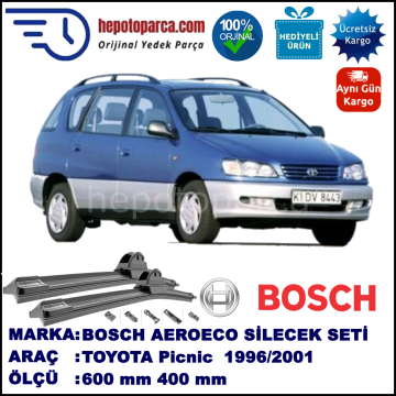 TOYOTA Picnic  09.1996-05.2001, 600 / 400 mm. BOSCH AEROECO Aparatlı Muz Silecek