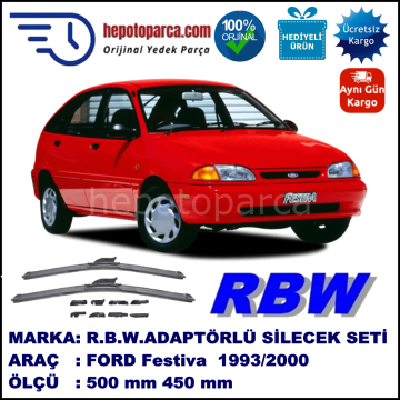 FORD Festiva  01.1993-10.2000, 500 / 450 mm.  RBW  ADAPTÖRLÜ MUZ SİLECEK SETİ