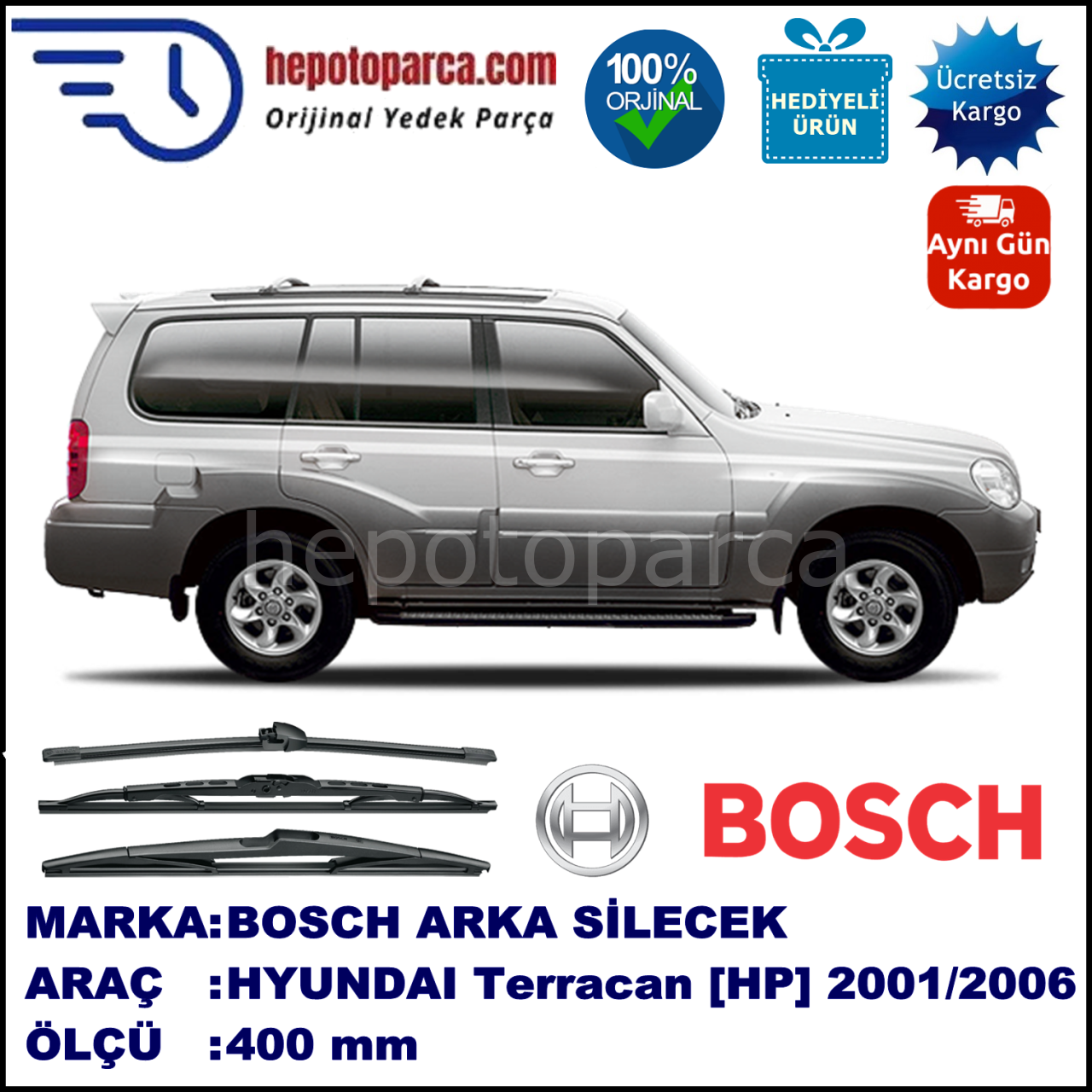 HYUNDAI Terracan  [HP] 400 mm 01.2001-... BOSCH Arka Silecek