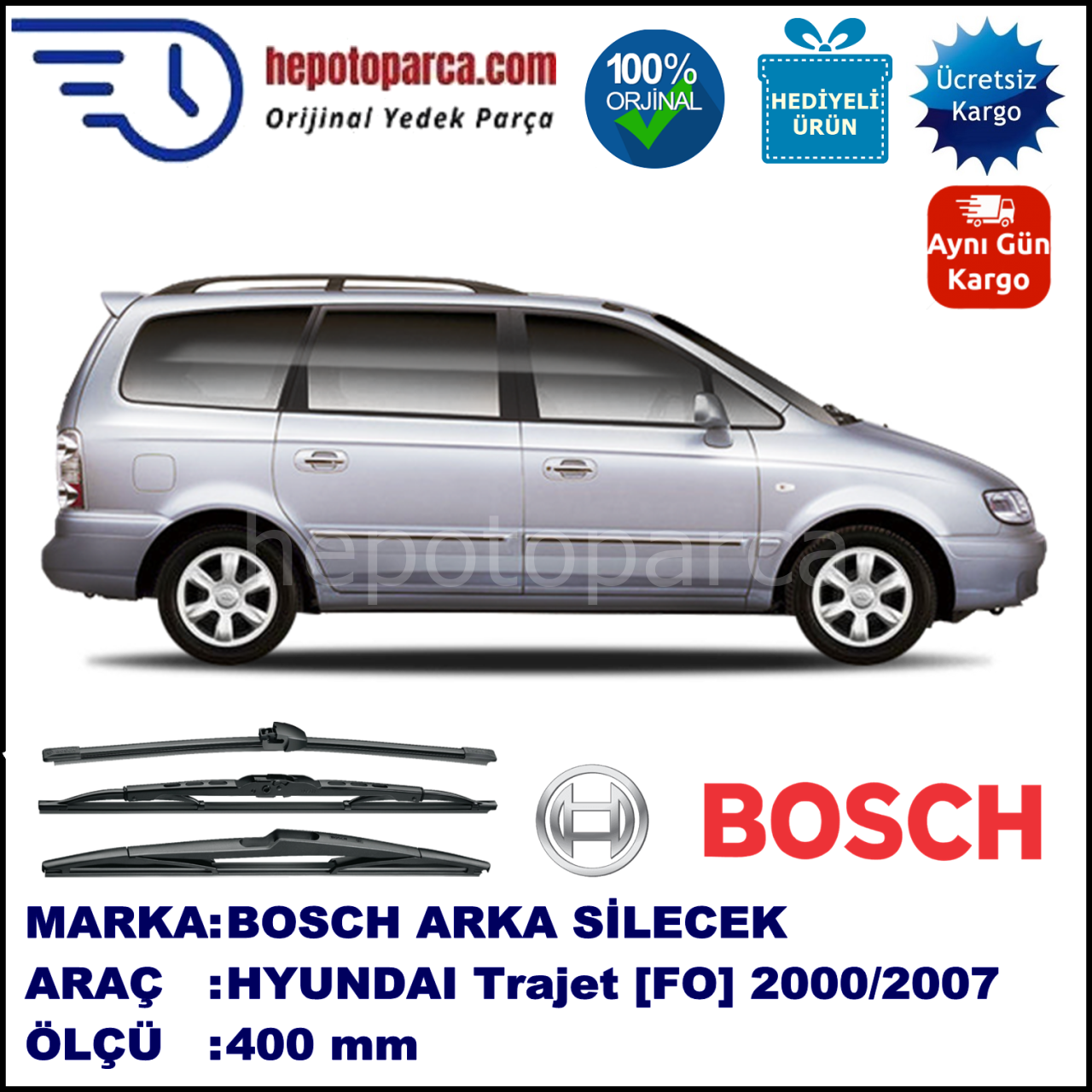 HYUNDAI Trajet [FO] 400 mm 01.2000-06.2007 BOSCH Arka Silecek