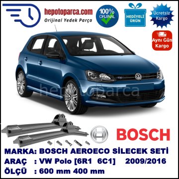 VW Polo [6R1, 6C1] 06.2009-..., 600 / 400 mm. BOSCH AEROECO Aparatlı Muz Silecek