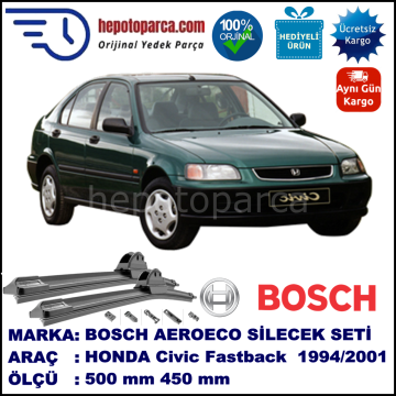 HONDA Civic Fastback [MB/MC] 09.1994-02.2001, 500 / 450 mm. BOSCH AEROECO Aparatlı Muz Silecek