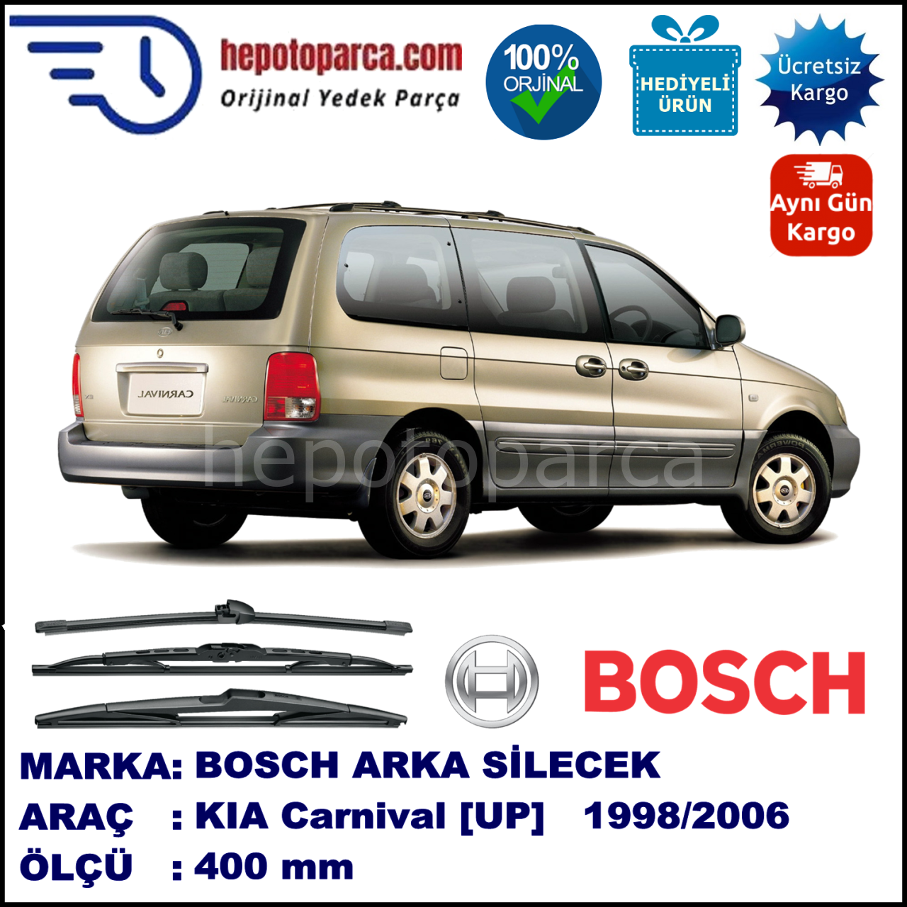 KIA Carnival [UP] 400 mm 06.1998-06.2006 BOSCH Arka Silecek