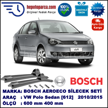 VW Polo Sedan [612] 09.2010-..., 600 / 400 mm. BOSCH AEROECO Aparatlı Muz Silecek