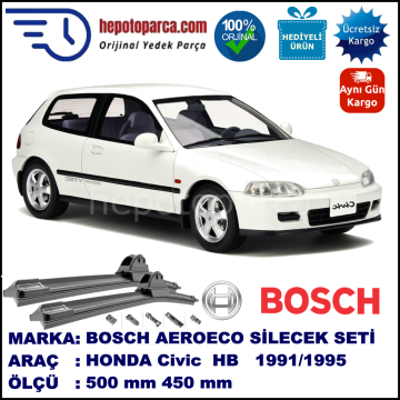 HONDA Civic Hatchback [EG/EH] 10.1991-09.1995, 500 / 450 mm. BOSCH AEROECO Aparatlı Muz Silecek