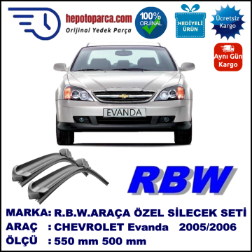 CHEVROLET Evanda [KL1L, V200] 02.05-09.06 550 / 500 mm. RBW Muz Silecek Seti  2'li Takım. U Kanca Uyumludur.