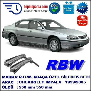 CHEVROLET Impala  09.99-08.05 550 / 550 mm. RBW Muz Silecek Seti  2'li Takım. U Kanca Uyumludur.