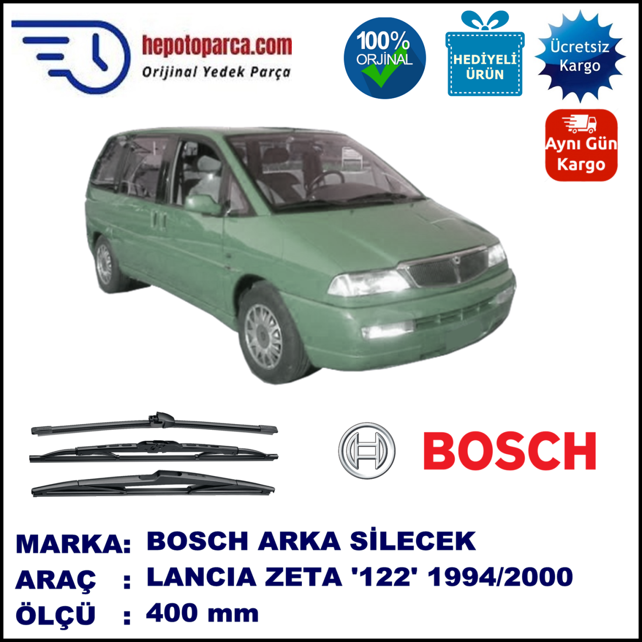 LANCIA ZETA [122] 400 mm 09.1994-06.2002 BOSCH Arka Silecek