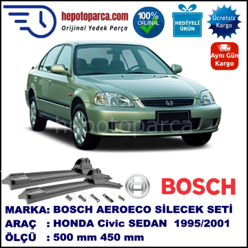 HONDA Civic Sedan [EJ/EK] 10.1995-02.2001, 500 / 450 mm. BOSCH AEROECO Aparatlı Muz Silecek