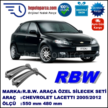CHEVROLET Lacetti [KL1N, J200] 02.05-... 550 / 480 mm. RBW Muz Silecek Seti  2'li Takım. U Kanca Uyumludur.
