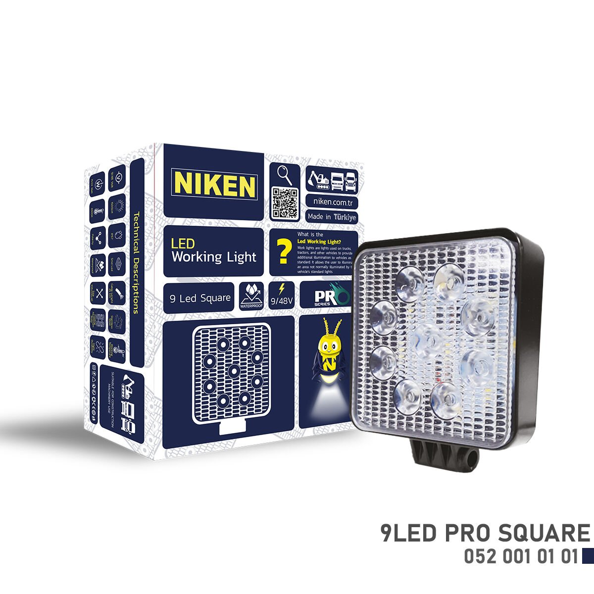 ÇALIŞMA LAMBASI PRO 9 LEDLİ KARE 22-27 W