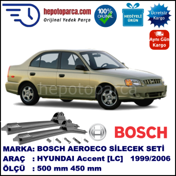 HYUNDAI Accent [LC] 05.1999-..., 500 / 450 mm. BOSCH AEROECO Aparatlı Muz Silecek