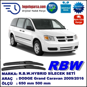 DODGE Grand Caravan [RT] 12.09-... 650 / 500 mm. RBW Hybrid Silecek Seti. U Kanca Uyumlu Hibrit