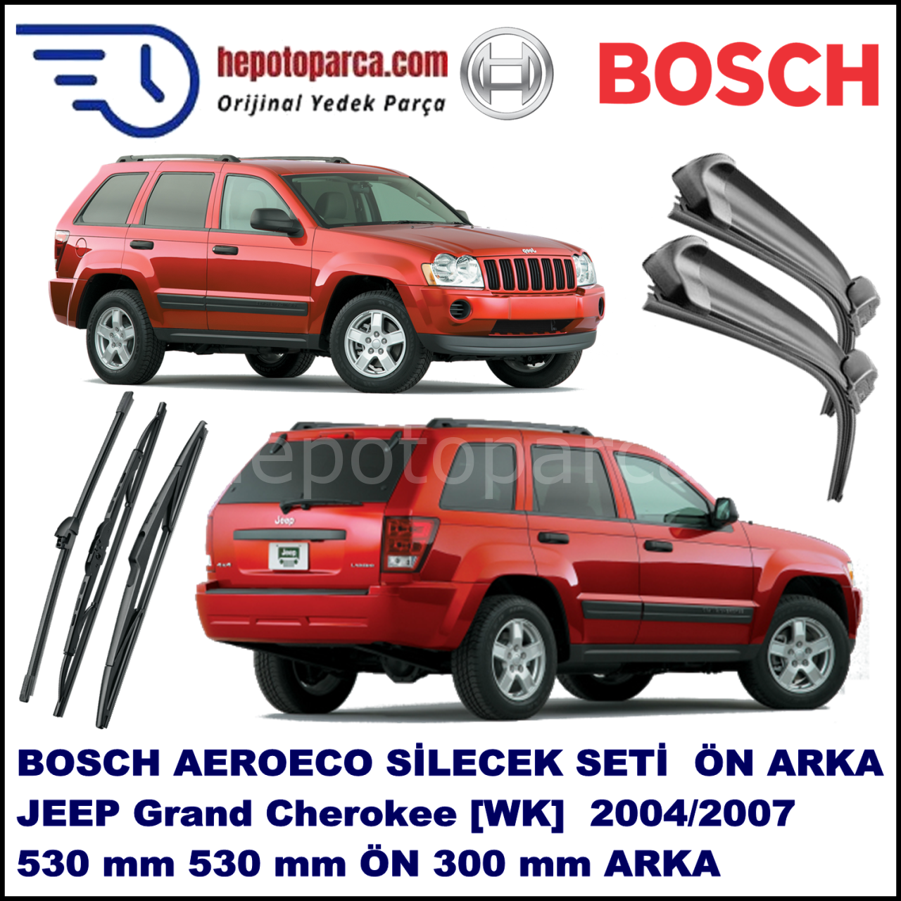 JEEP Grand Cherokee [WK] 08,2004-,,, Bosch Aeroeco Ön ve Arka Silecek Takımı