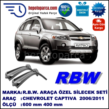 CHEVROLET Captiva [KL1C, C100] 10.06-02.11 600 / 400 mm. RBW Muz Silecek Seti  2'li Takım. U Kanca Uyumludur.