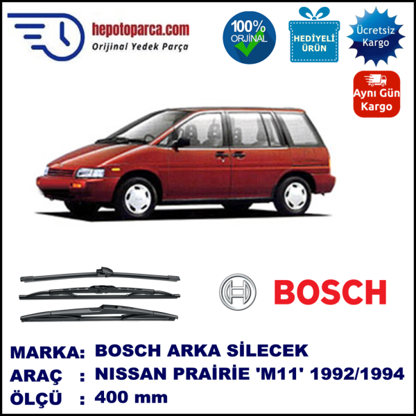 NISSAN Prairie Pro [M11] 400 mm 04.1992-07.1994 BOSCH Arka Silecek
