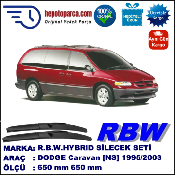 DODGE Caravan [NS] 01.95-08.03 650 / 650 mm. RBW Hybrid Silecek Seti. U Kanca Uyumlu Hibrit