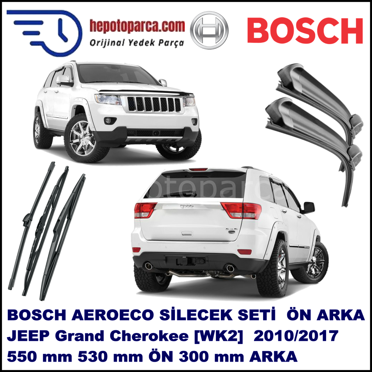 JEEP Grand Cherokee [WK2] 10,2010-,,, Bosch Aeroeco Ön ve Arka Silecek Takımı