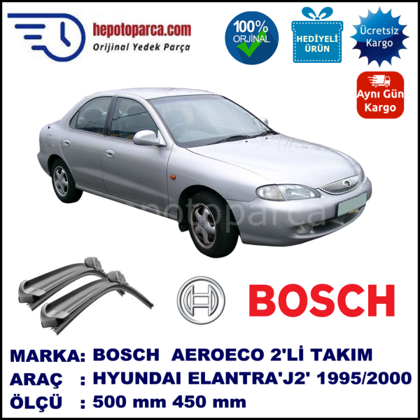 HYUNDAI Elantra [J2] 05.1995-09.2000, 500 / 450 mm. BOSCH AEROECO Aparatlı Muz Silecek