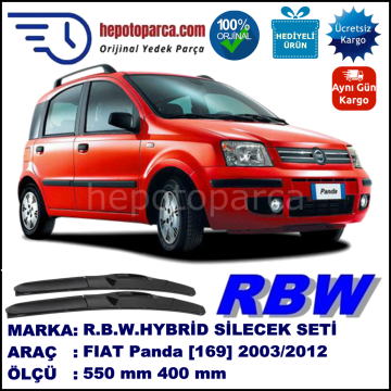 FIAT Panda [169..] 10.03-12.12 550 / 400 mm. RBW Hybrid Silecek Seti. U Kanca Uyumlu Hibrit