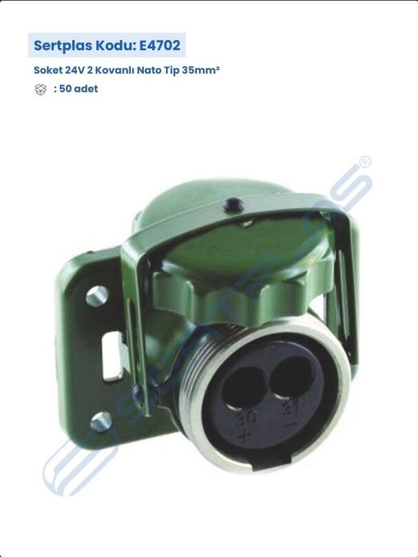 E4702 Soket 24V 2 Kovanlı Nato Tip 35mm²