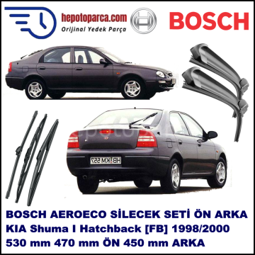 KIA Shuma I Hatchback [FB] 01,1998-12,2000 Bosch Aeroeco Ön ve Arka Silecek Takımı