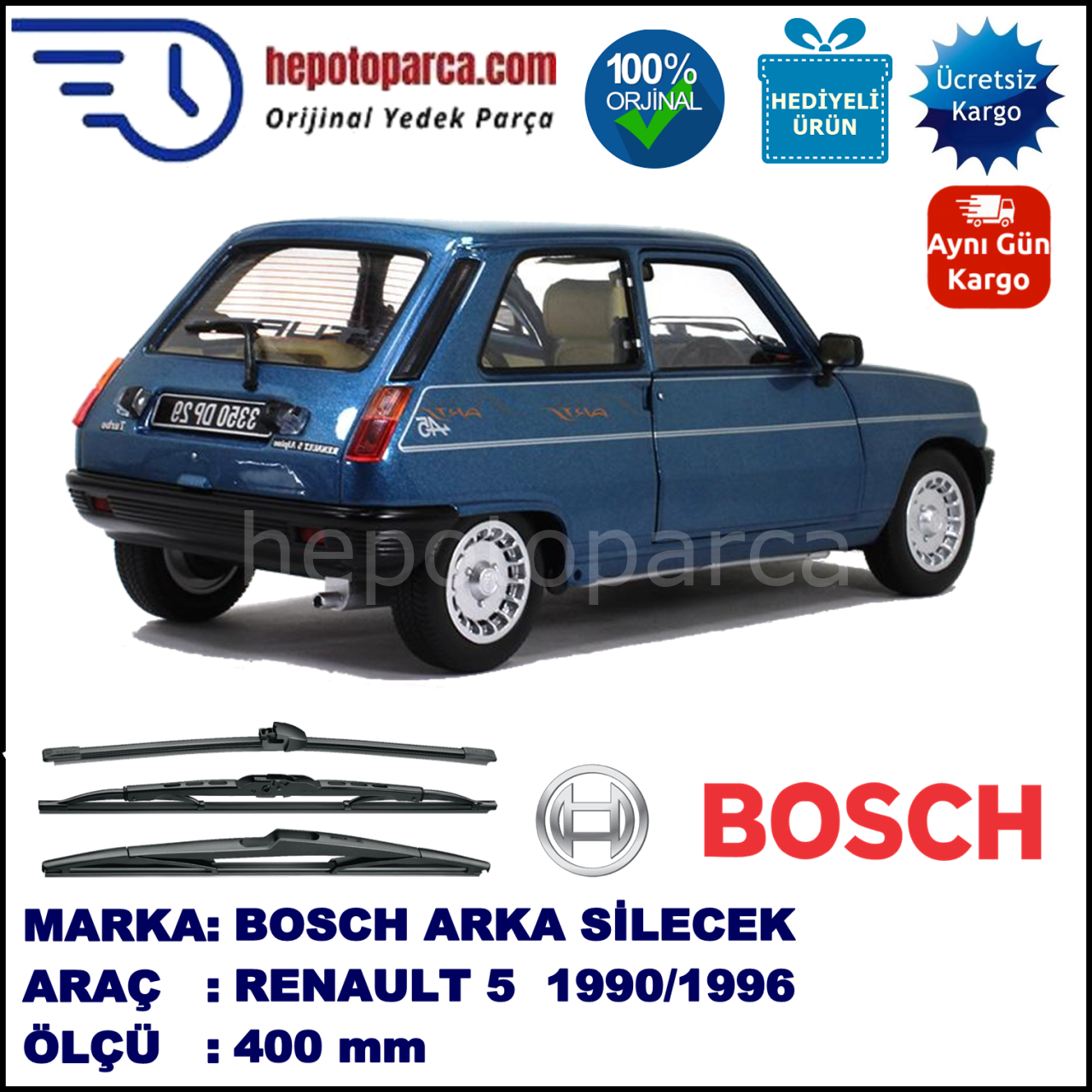 RENAULT 5  400 mm 03.1990-12.1996 BOSCH Arka Silecek