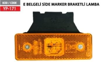 YP-171 SİDE MARKER LEDLİ BRAKETLİ E6 BELGELİ SARI