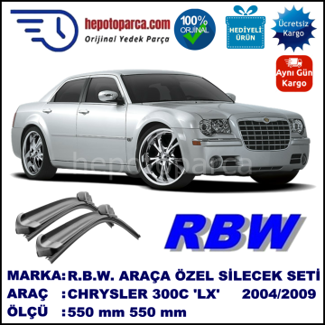 CHRYSLER 300C [LX] 09.04-08.09 550 / 550 mm. RBW Muz Silecek Seti  2'li Takım. U Kanca Uyumludur.