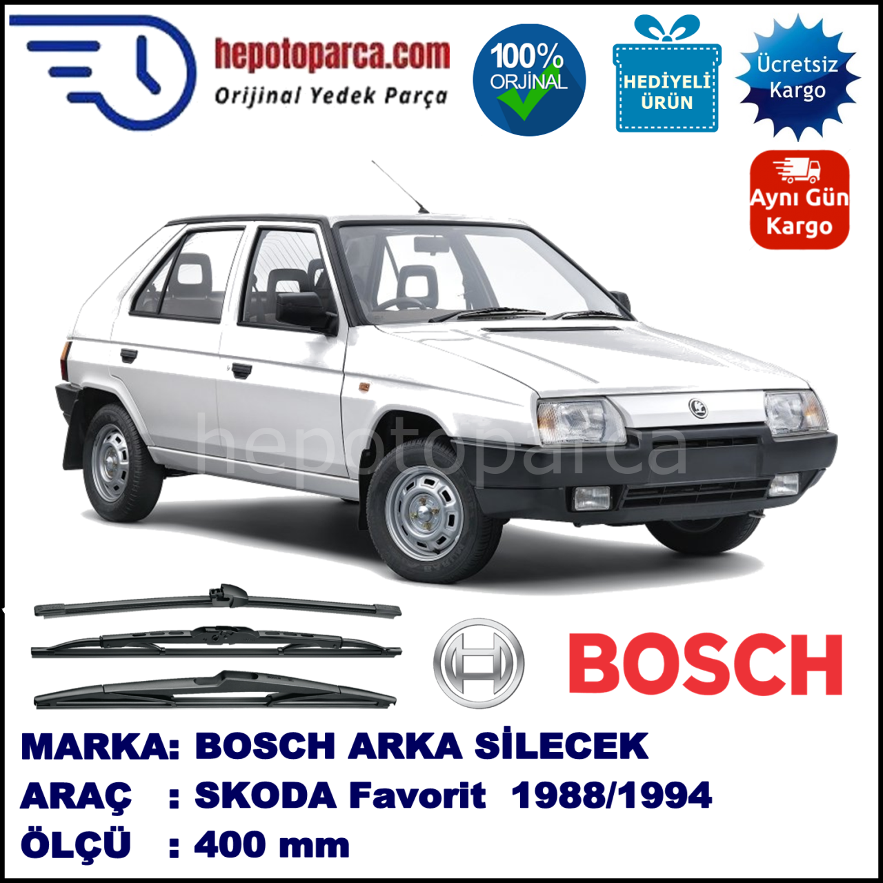 SKODA Favorit  400 mm 09.1988-09.1994 BOSCH Arka Silecek